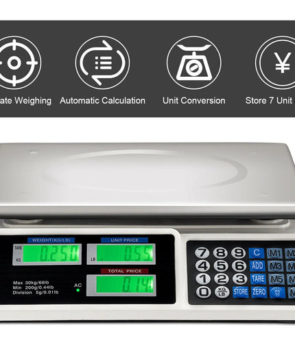 66Lbs Digital Weight Scale Price Computing Retail Count Scale Food Meat Scales