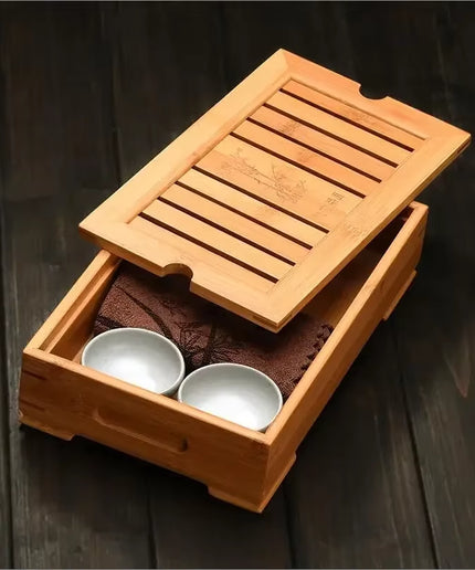 Bamboo Tea Trays Kung Fu Tea Accessories Tea Tray Table with Drain Rack Chinese Tea Serving Tray Set Free Shipping