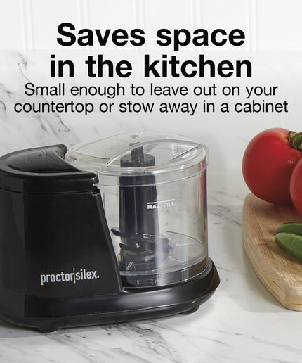 1.5 Cup Food Chopper and Mini Food Processor, Black