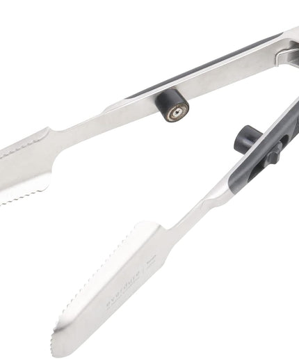 by Heston Blumenthal Premium Medium Grilling Tongs: Brushed Stainless Steel with Soft Grip Handle, Sturdy Tongs for Cooking, Great for Grilling Large Cuts of Meat, Bottle Opener and Hang Zone