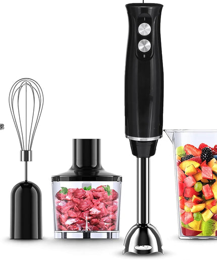 Immersion Blender, 500 Watt Immersion Hand Blender, 5-In-1 Stick Blender with Chopper, Blender for Kitchen with 600Ml Beaker(Black)