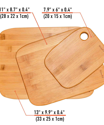 Wooden Cutting Boards for Kitchen - Bamboo Chopping Board Set of 3