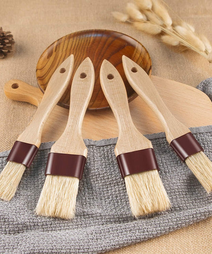 Pastry Brushes for Baking Basting Brush with Boar Bristles and Beech Hardwood Handles Culinary Oil Brush for Barbecue Butter Grill BBQ Sauce Baster Marinade Kitchen Food Cooking Brushes (2 Inch)