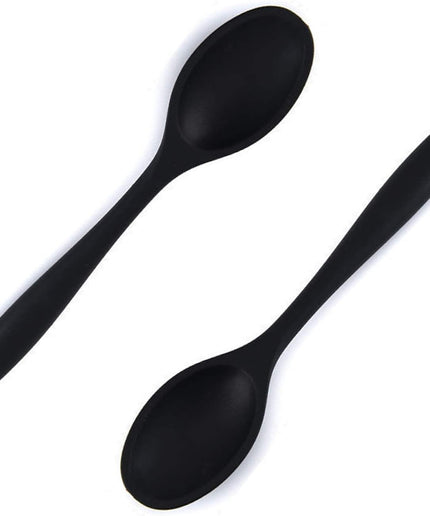 Silicone Nonstick Mixing Spoons Set 2 - Piece,High Heat Resistant to 480°F,Hygienic One Piece Design Cooking Utensil,For Set for Stirring Scooping and Mixing& Serving (Black)