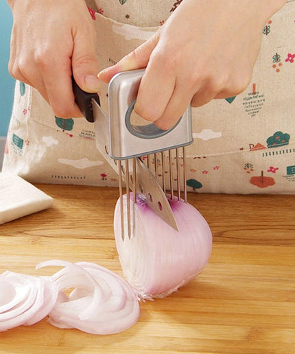 Onion Holder Tomato Cutter Meat Slicer Stainless Steel Kitchen Gadgets