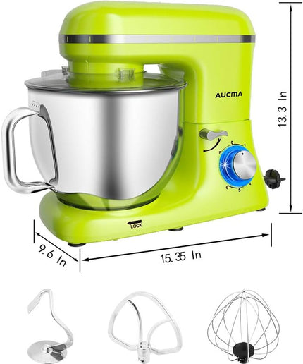 Stand Mixer,7.4Qt 6-Speed Tilt-Head Food Mixer, Electric Kitchen Mixer with Dough Hook, Wire Whip & Beater (Green)