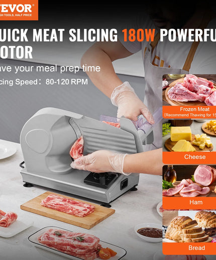 180W Electric Meat Slicer Deli Food Slicer with 7.5 Inch SUS420 Blade