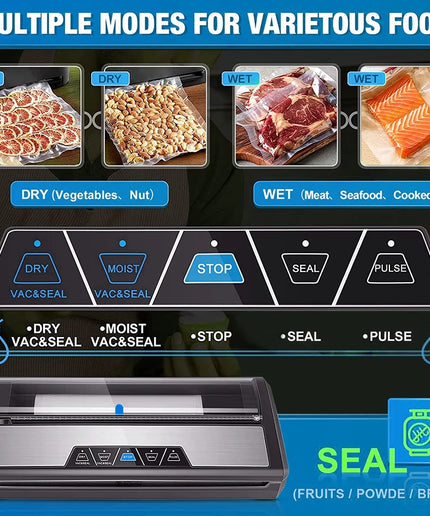 Vacuum Sealer Machine, Automatic Food Sealing Machine with Vacuum Rolls Bags, Easy to Clean, for Sous Vide Food Saver