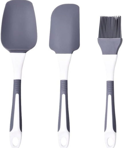 Silicone Spatula Set, Heat-Resistant Spatulas, Kitchen Utensils, Non-Stick Rubber Spatulas Cookware for Cooking, Baking & Mixing Tools 3 Pack (Grey)