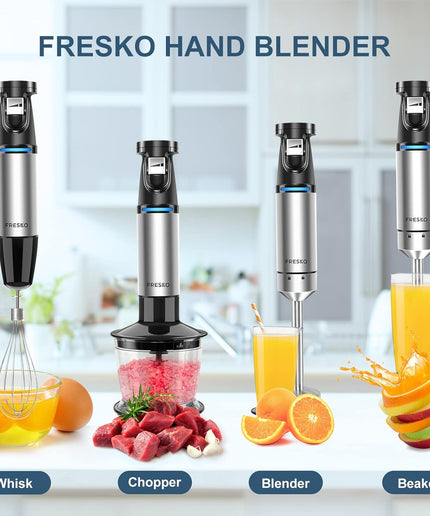 5-In-1 Immersion Hand Blender Handheld Mixer,  Stainless Steel Handheld Stick Blender with Turbo Mode, 700Ml Beaker, 500Ml Chopping Bowl, Whisk, Wall Rack Attachments, Bpa-Free…