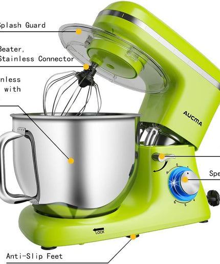 Stand Mixer,7.4Qt 6-Speed Tilt-Head Food Mixer, Electric Kitchen Mixer with Dough Hook, Wire Whip & Beater (Green)