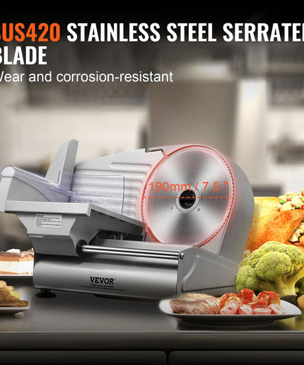 180W Electric Meat Slicer Deli Food Slicer with 7.5 Inch SUS420 Blade