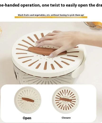 Foldable Fruit & Vegetable Washing Basket with Lid – Drain Bowl, Colander, and Crisper for Kitchen