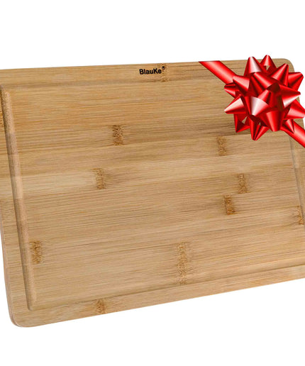 Wood Cutting Board for Kitchen 15x10 inch - Wooden Serving Tray - Large Bamboo Chopping Board with Juice Groove and Handles