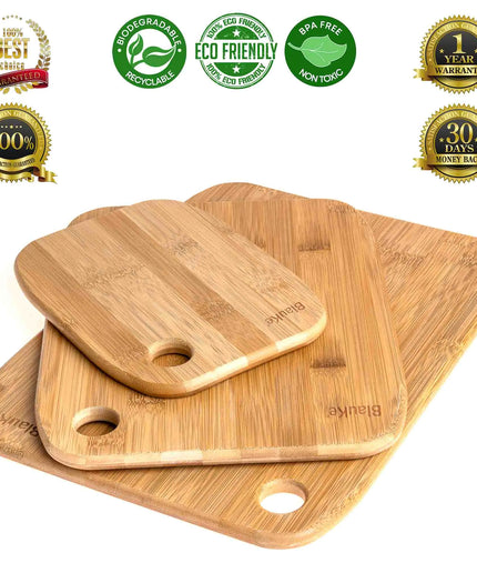 Wooden Cutting Boards for Kitchen - Bamboo Chopping Board Set of 3